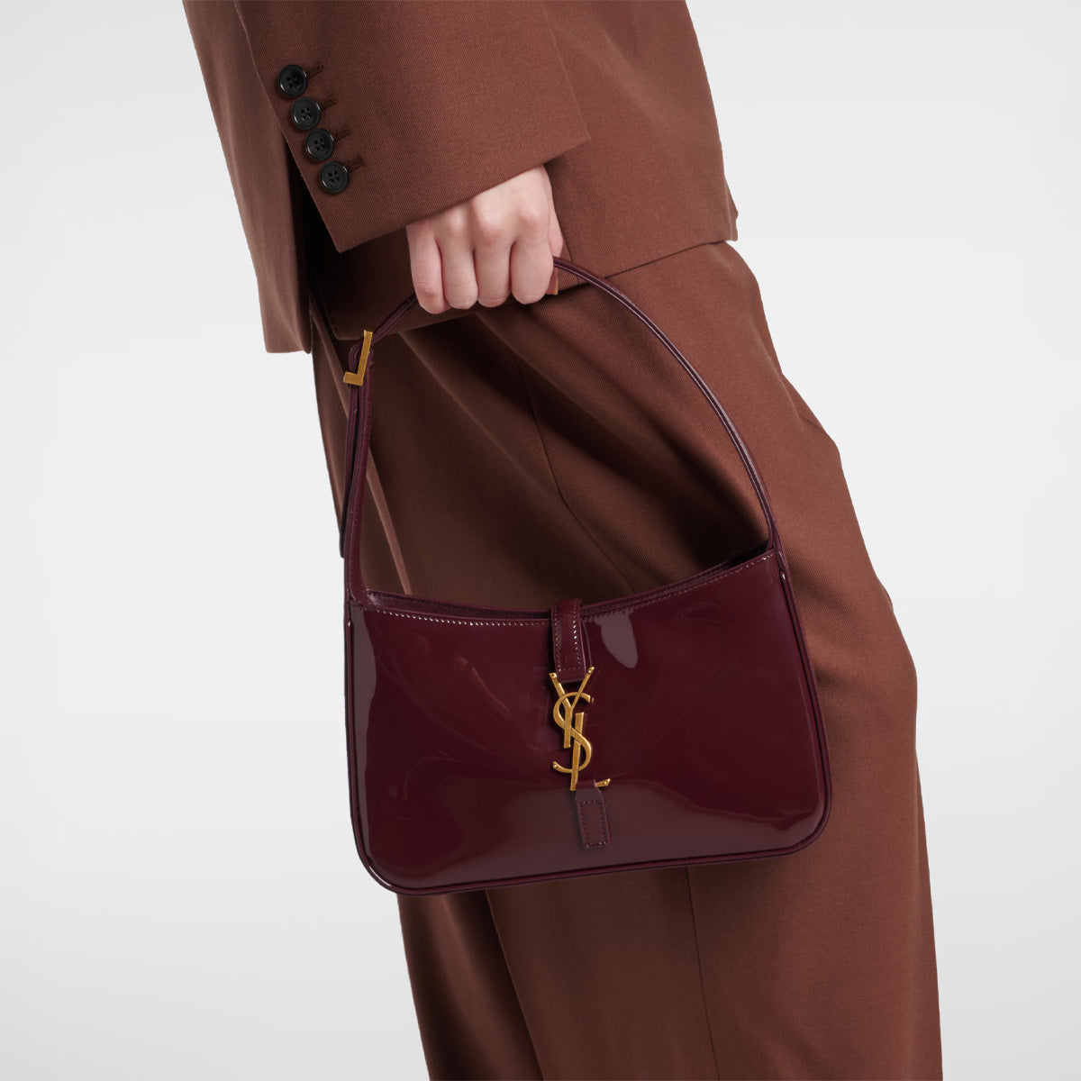 Saint Laurent Le 5 à 7 patent leather shoulder bag