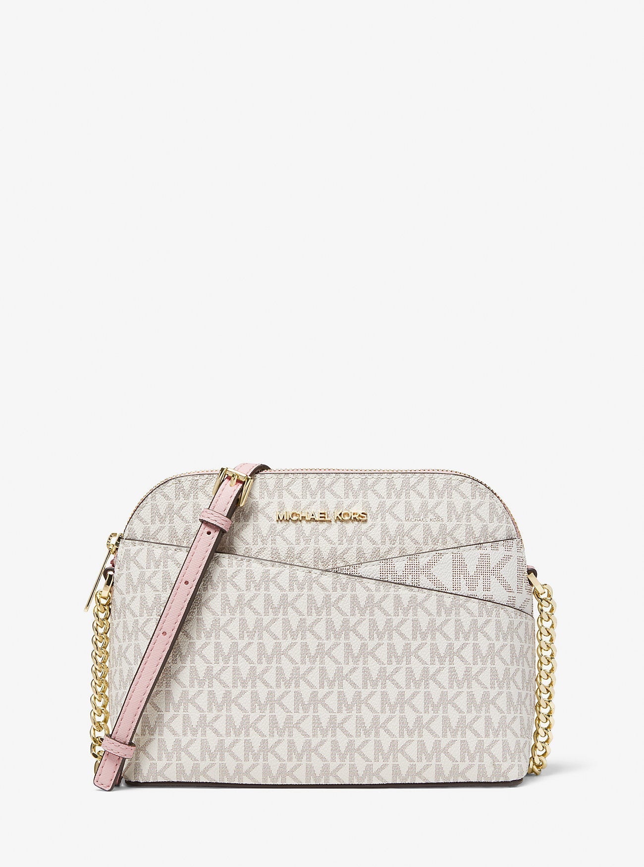 Jet Set Travel Medium Logo Dome Crossbody Bag Pwd Blsh Mlt Pwd Blsh Mlt