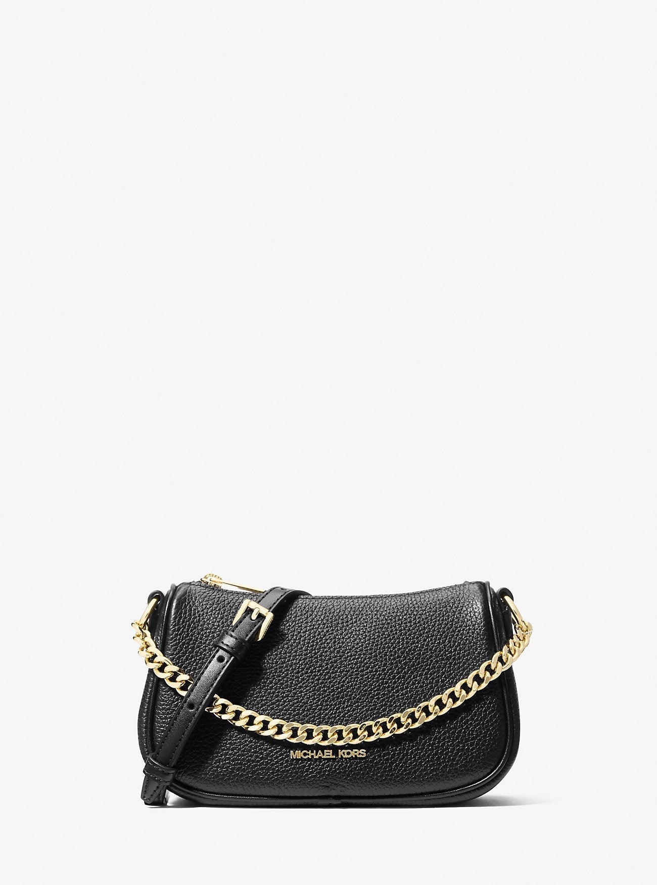 Michael Kors Carmela Small Pebbled Leather Convertible Crossbody Bag Black