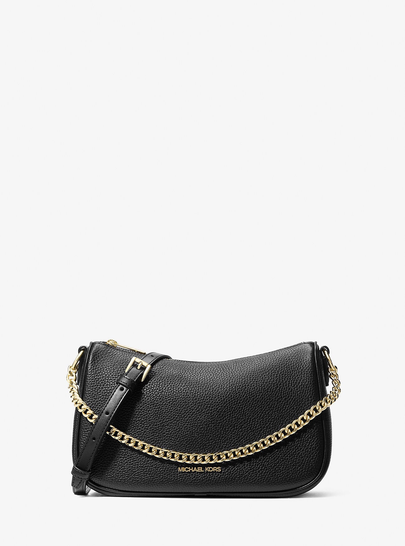 Michael Kors Carmela Medium Pebbled Leather Convertible Crossbody Bag Black