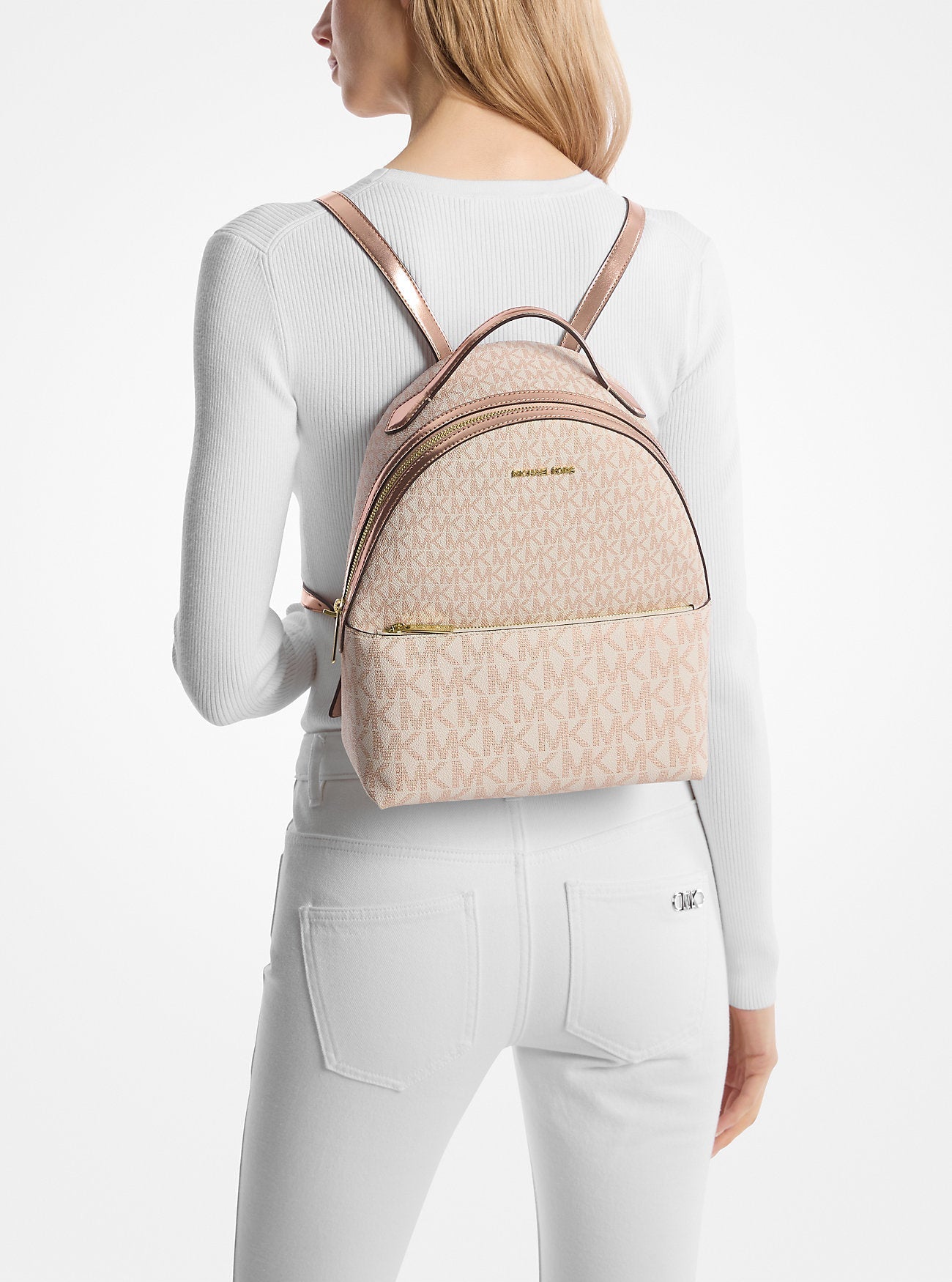 Sheila Medium Two-Tone Signature Logo Backpack Rose Gold Rose Gold