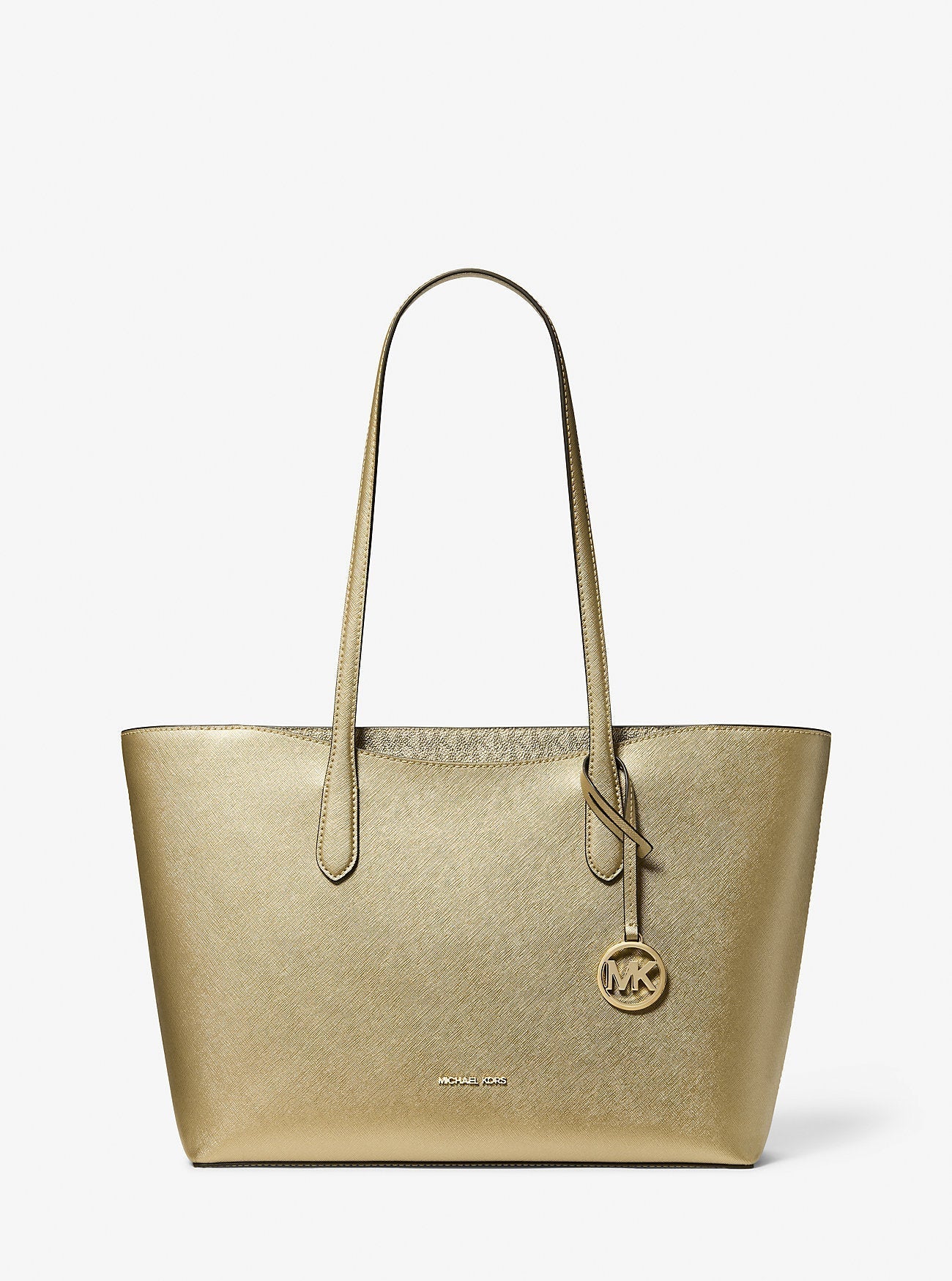 Arden Large Metallic Top-Zip Tote Bag Pale Gold Pale Gold