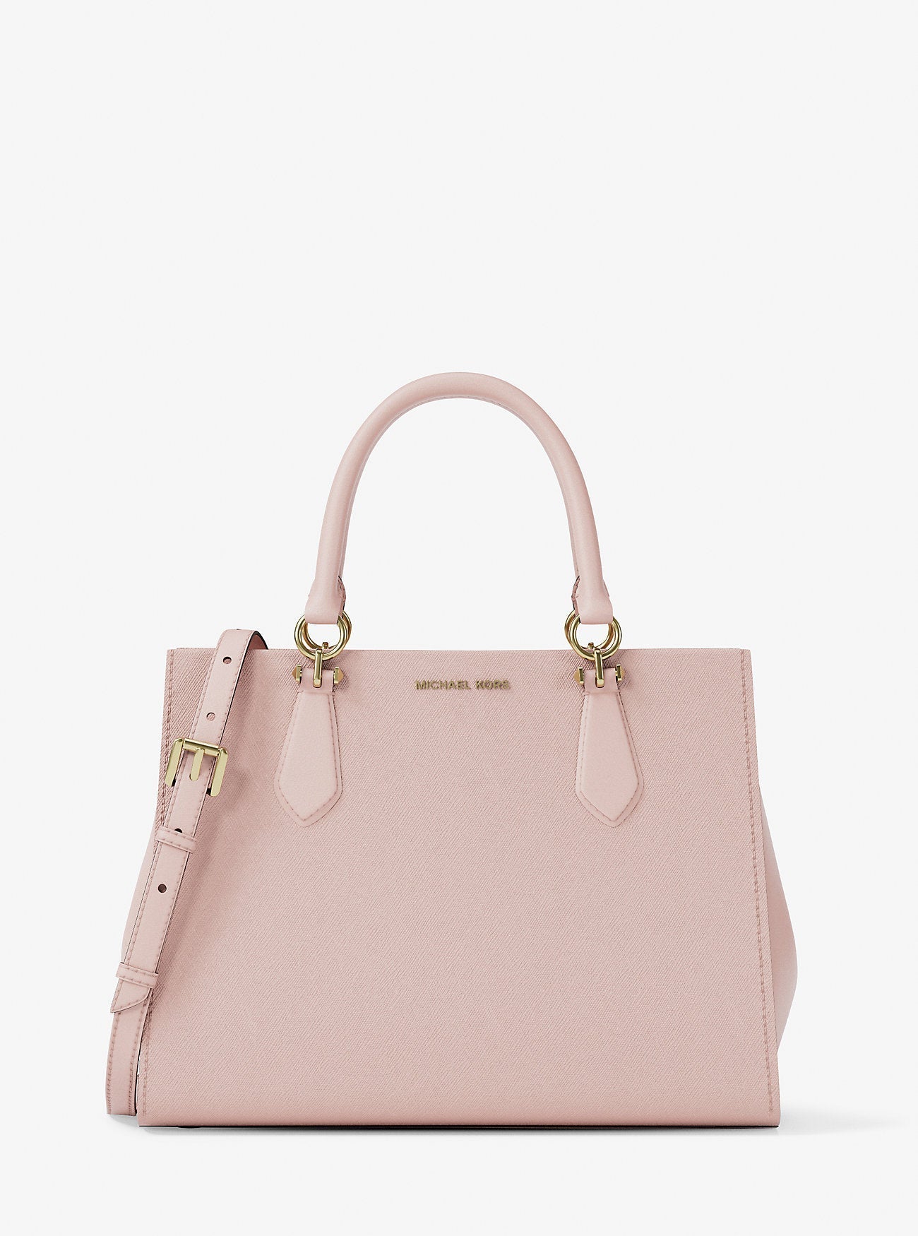 Michael Kors Marilyn Medium Saffiano Leather Satchel Powder Blush