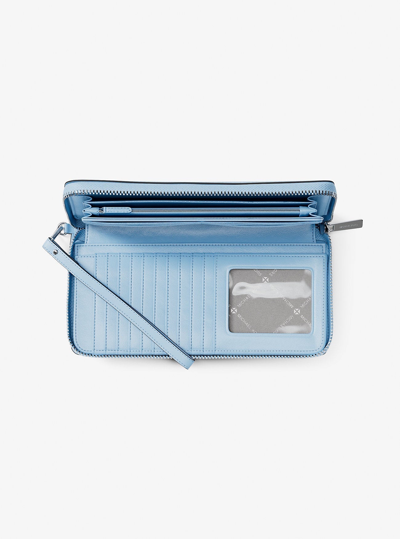 Michael Kors Large Pebbled Leather Continental Wallet Pale Ocean