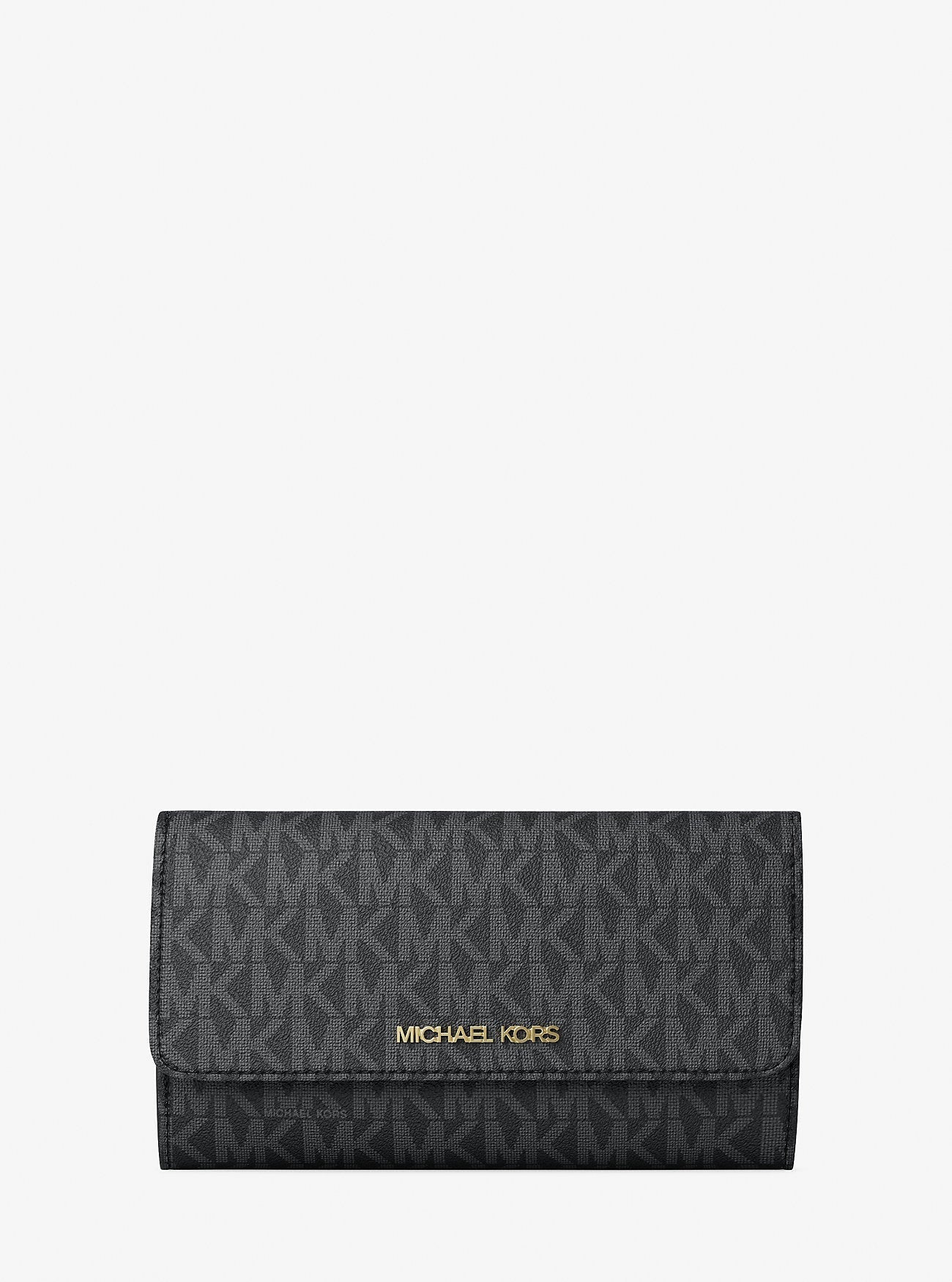 Jet Set Large Logo Trifold Wallet Black Black