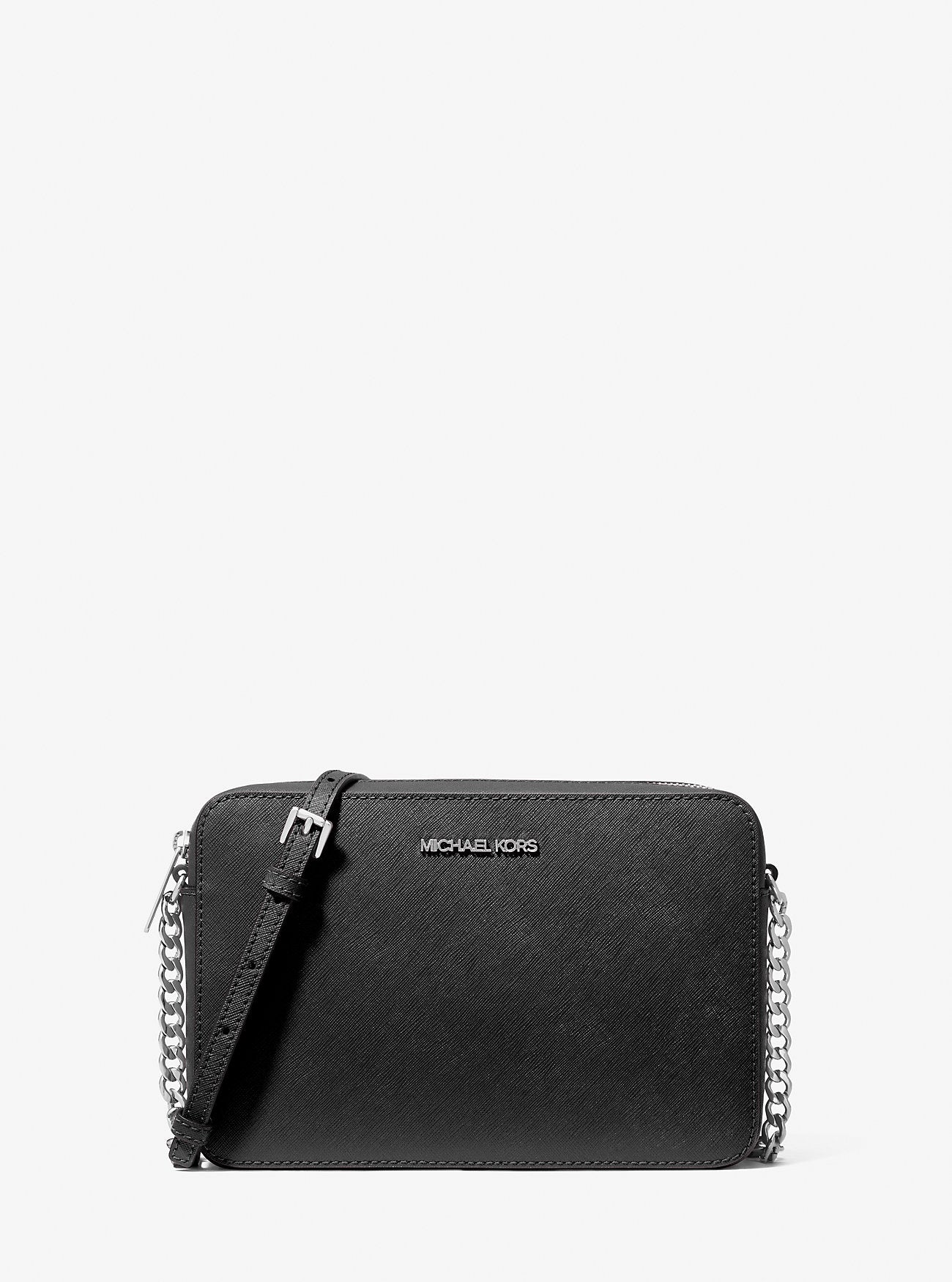 Jet Set Large Saffiano Leather Crossbody Bag Black Black