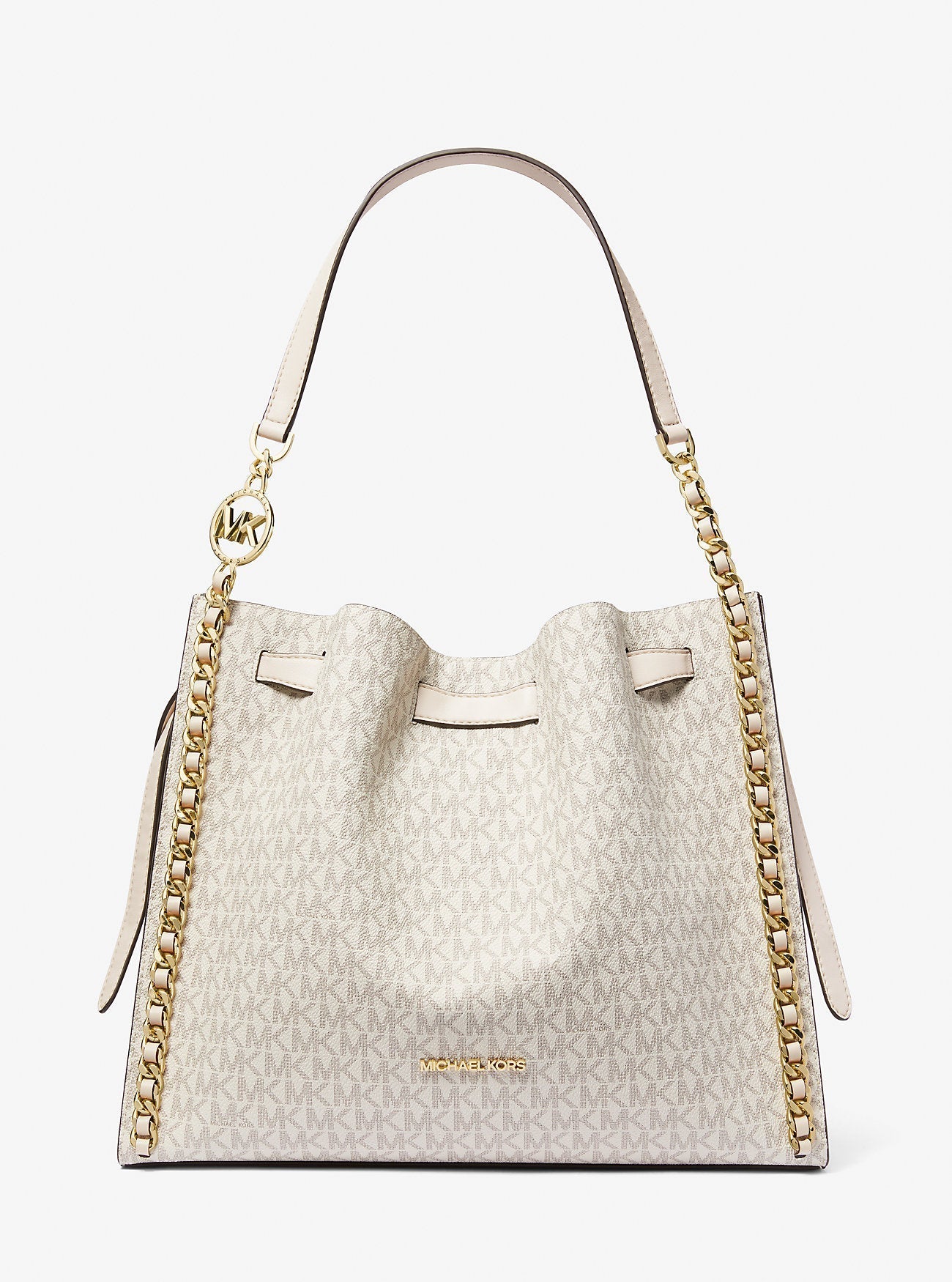 Mina Large Signature Logo Chain Shoulder Bag Lt Crm Multi Lt Crm Multi