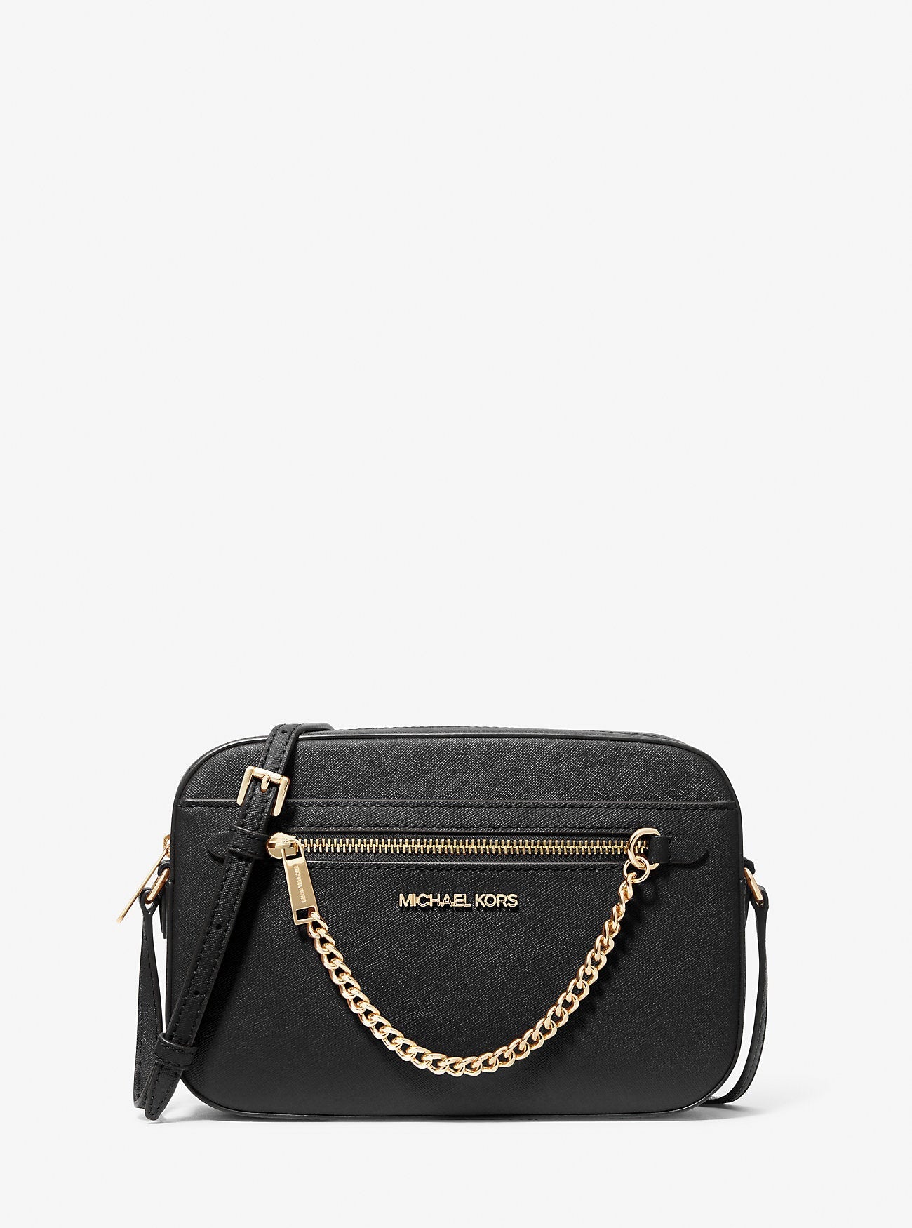 Jet Set Large Saffiano Leather Crossbody Bag Black Black