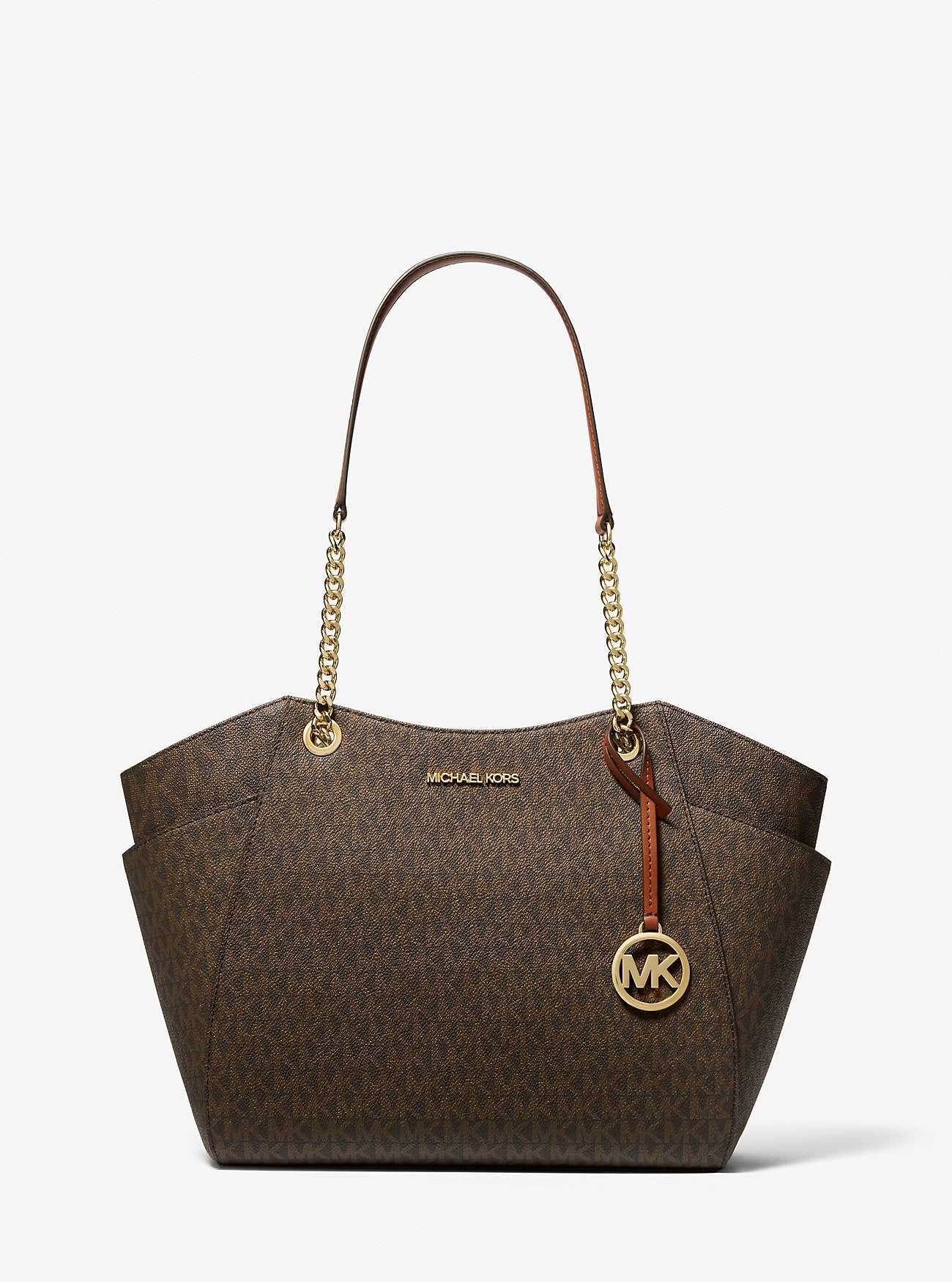 Jet Set Large Signature Logo Shoulder Bag Brown Brown