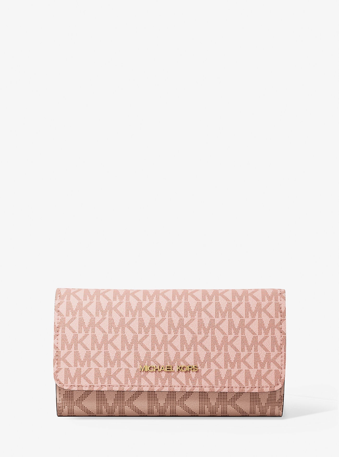 Michael Kors Jet Set Large Signature Logo Tri-Fold Wallet Pwd Blsh Mlt