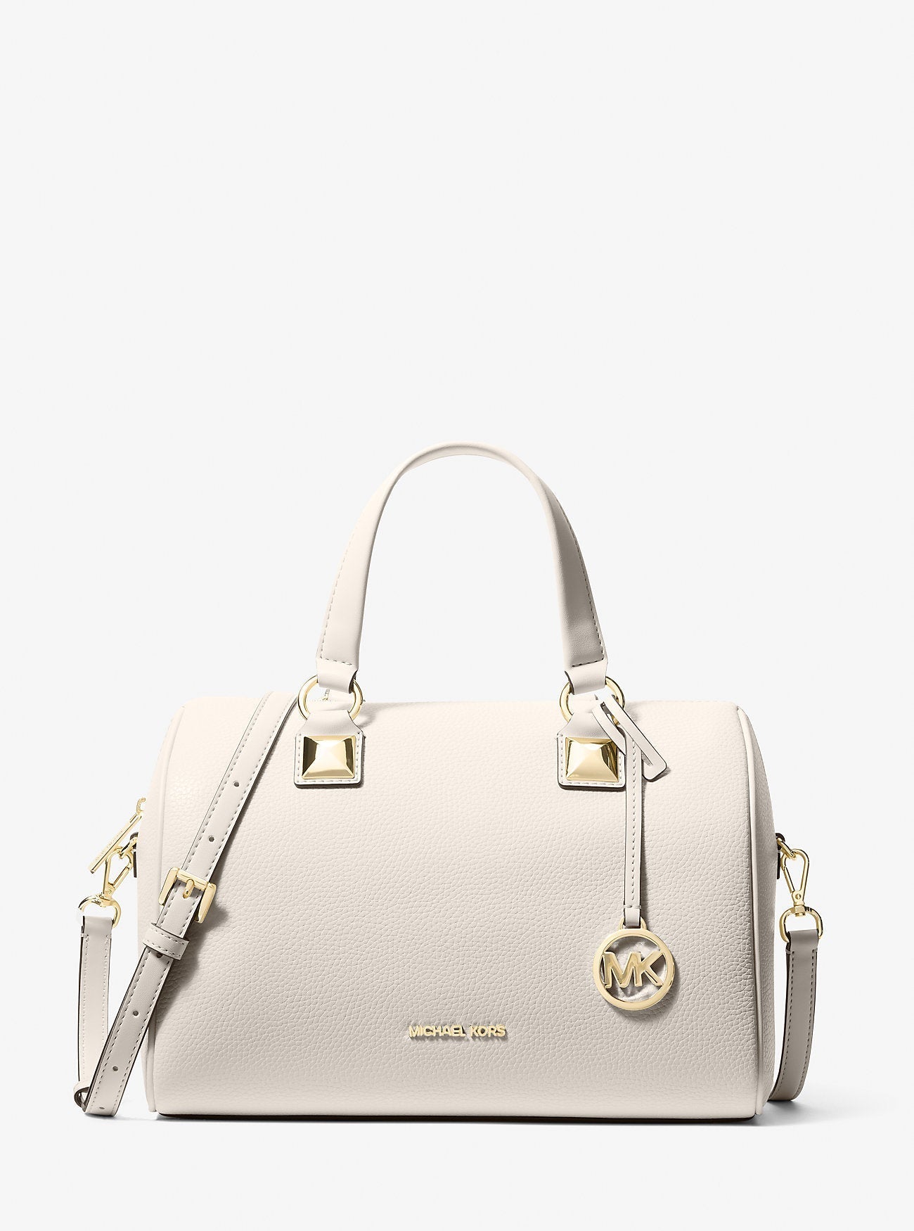 Grayson Medium Pebbled Leather Duffel Bag Lt Cream Lt Cream