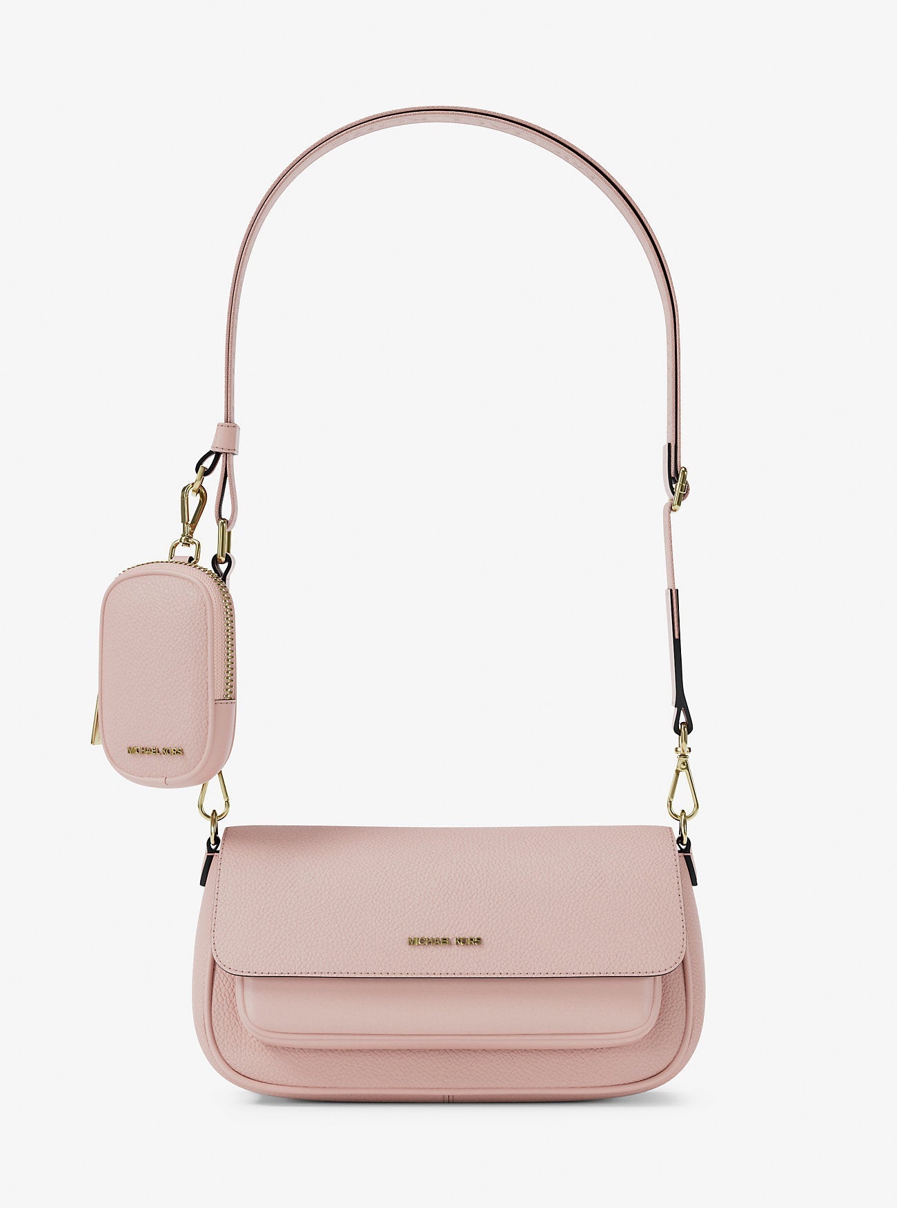 Jet Set Travel Small Pebbled Leather Crossbody Bag With Pouch Powder Blush Powder Blush