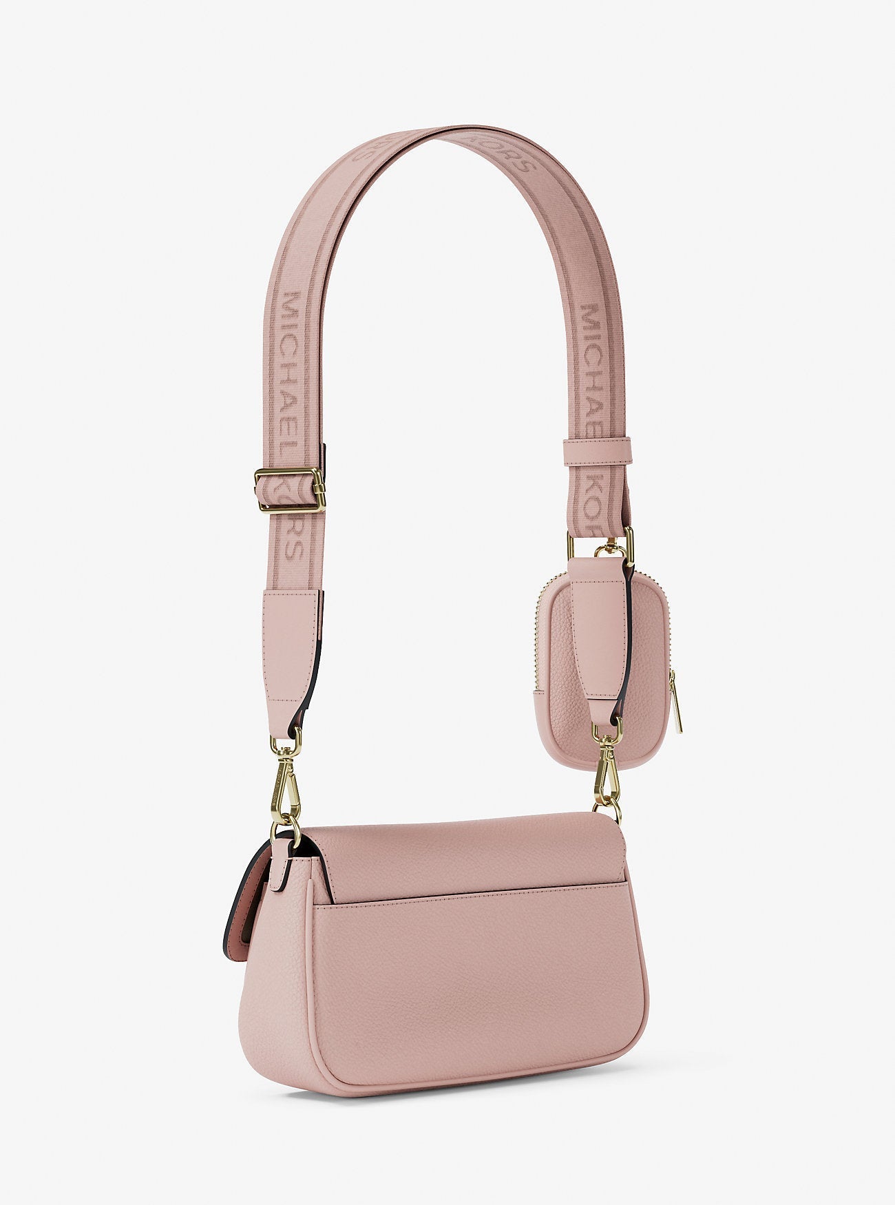 Jet Set Travel Small Pebbled Leather Crossbody Bag With Pouch Powder Blush Powder Blush