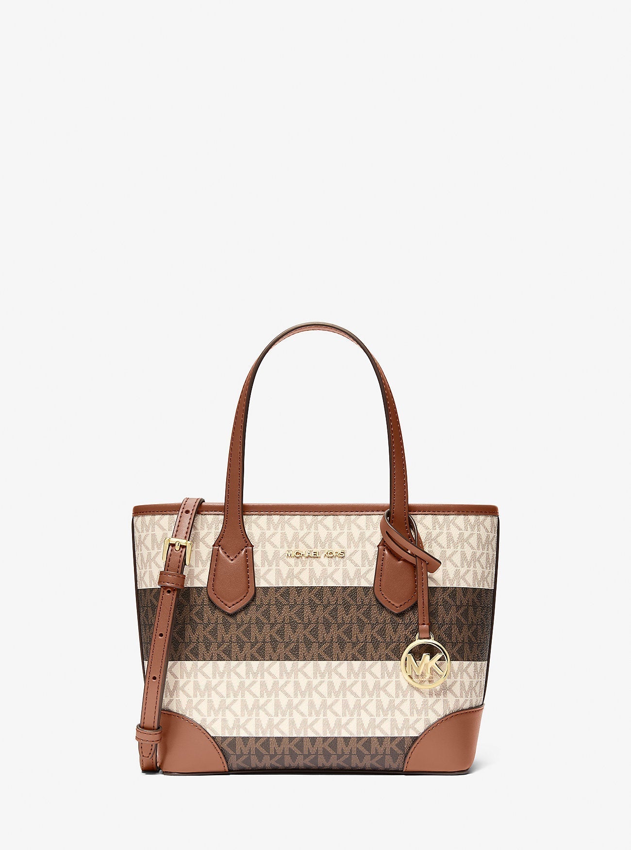 Eva Extra-Small Striped Signature Logo Convertible Tote Bag Vanilla-Luggage Vanilla-Luggage