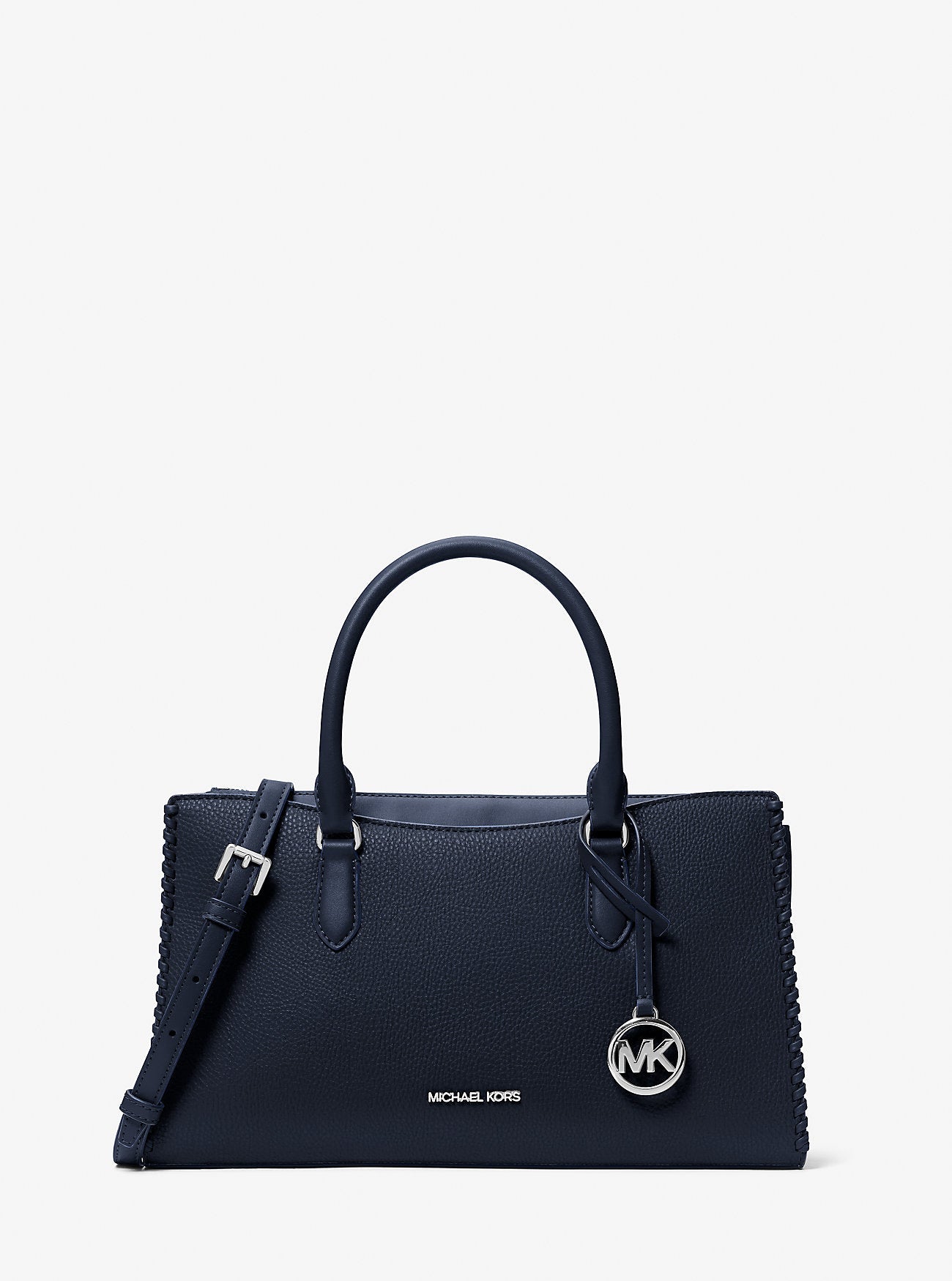 Michael Kors Arden Medium Top-Zip Satchel Navy