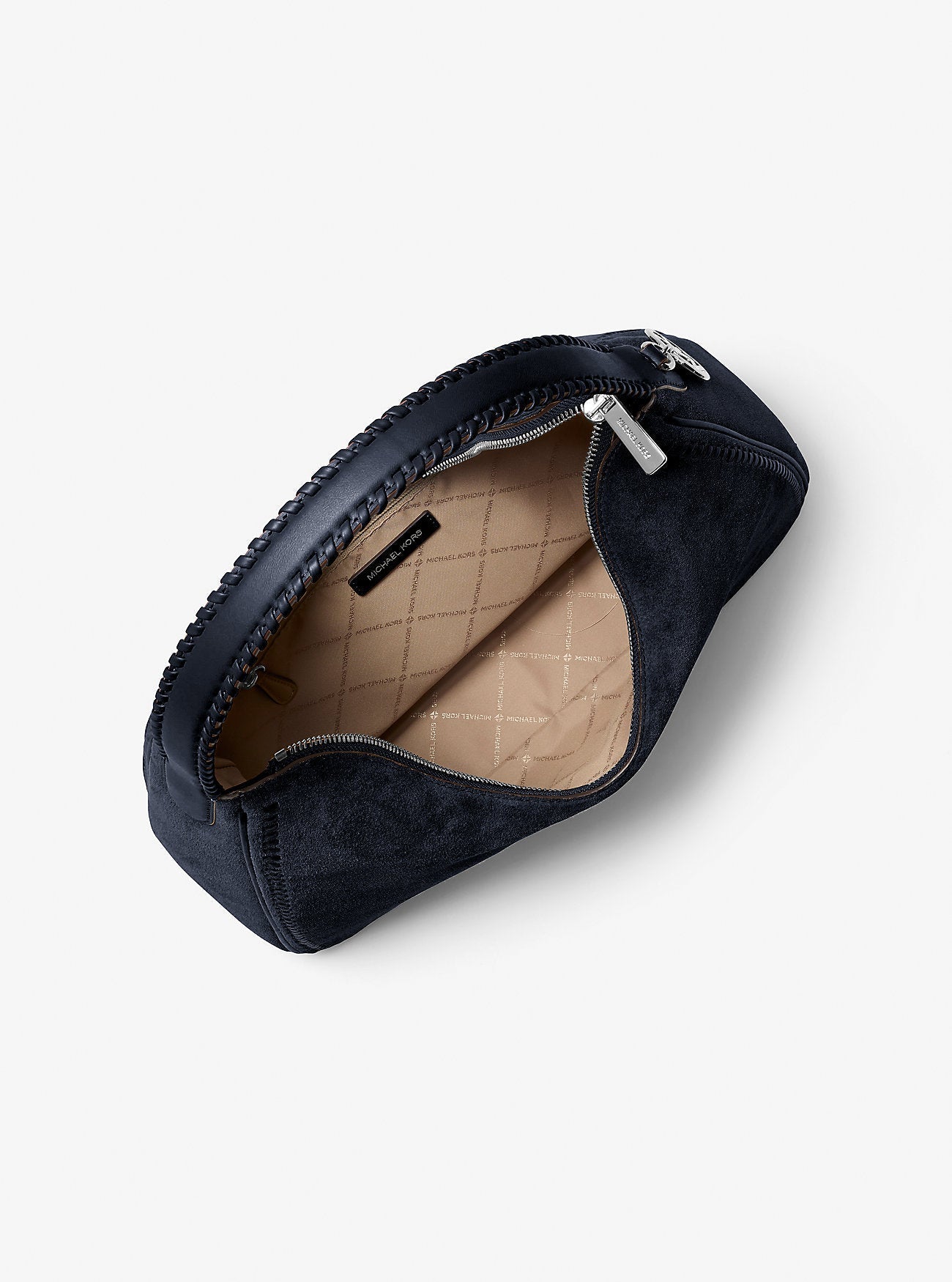 Michael Kors Nayla Medium Suede Hobo Shoulder Bag Navy