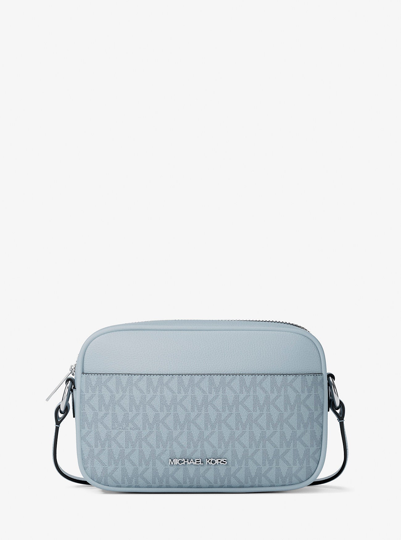 Michael Kors Jet Set Travel Small Signature Logo Camera Crossbody Bag Pale Ocean