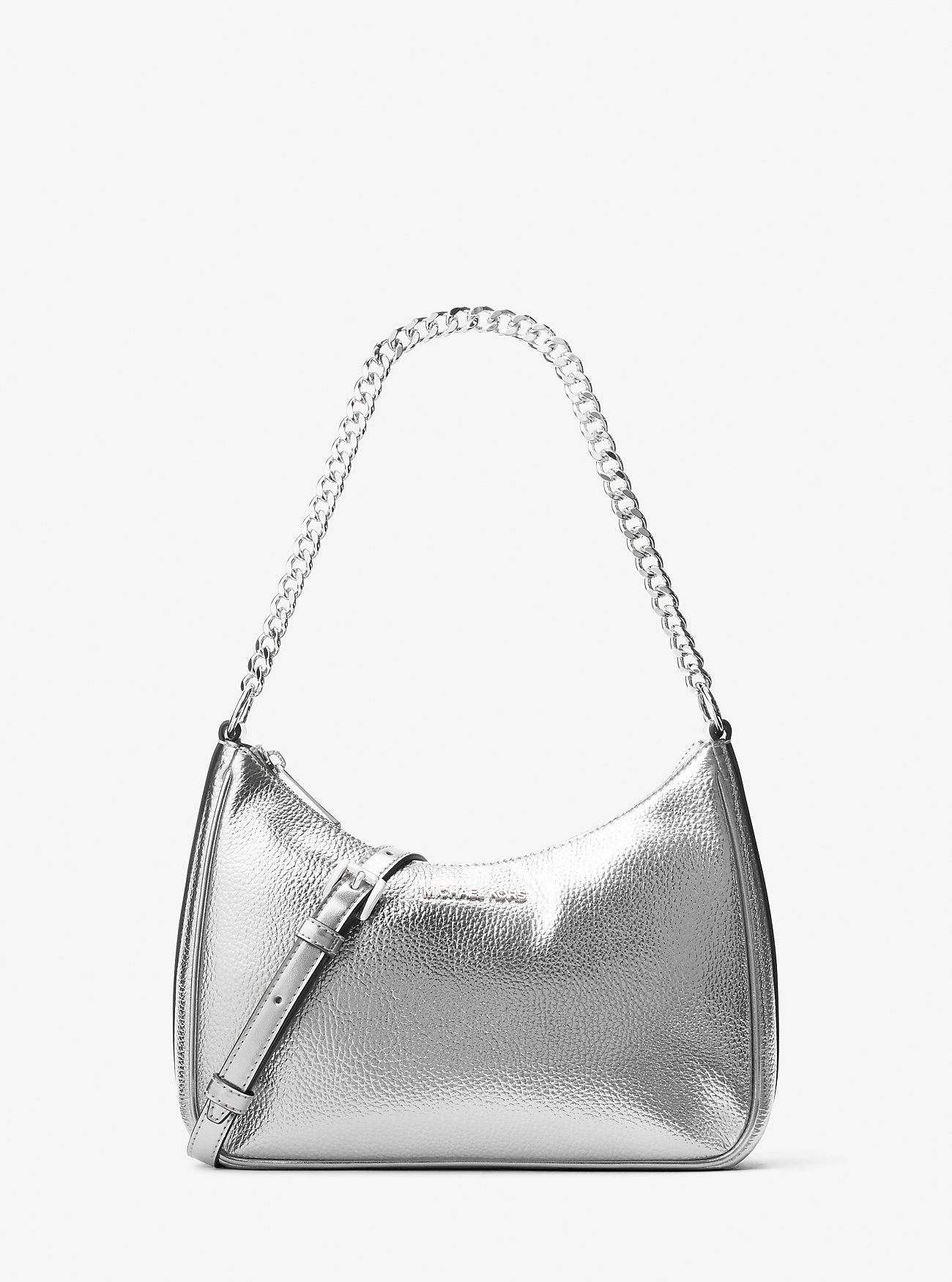 Michael Kors Jet Set Travel Large Metallic Convertible Crossbody Bag Silver