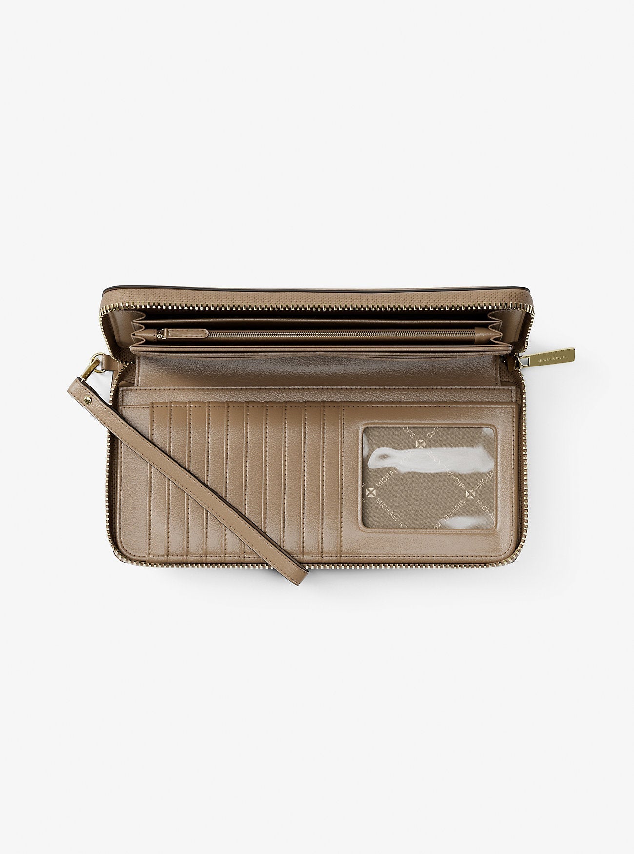 Michael Kors Jet Set Travel Large Pebbled Leather Wristlet Camel