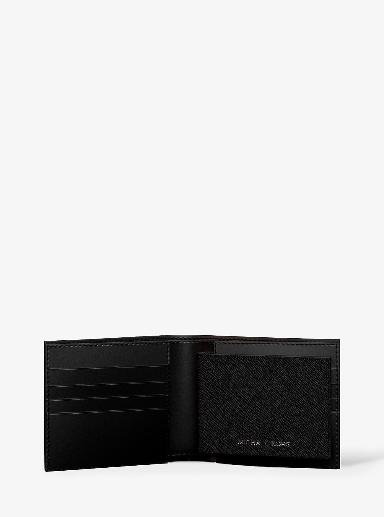 Cooper Saffiano Leather Billfold Wallet With Passcase Black Black