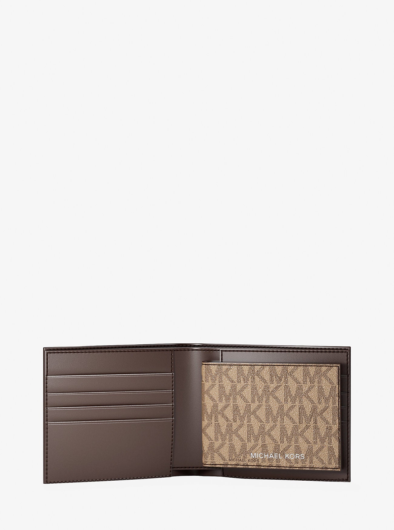 Cooper Logo Billfold Wallet With Passcase Camel Camel