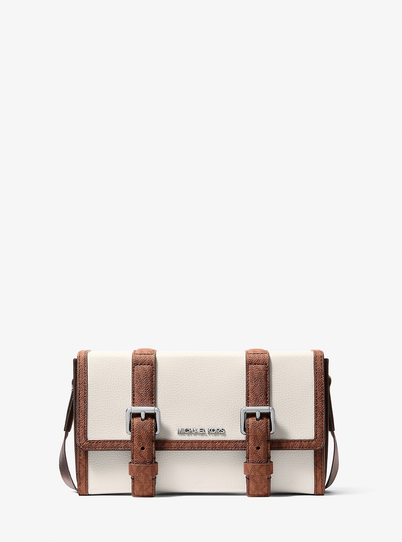 Michael Kors Cooper Pebbled Leather and Signature Logo Trunk Crossbody Bag Lt Crm-Lugg