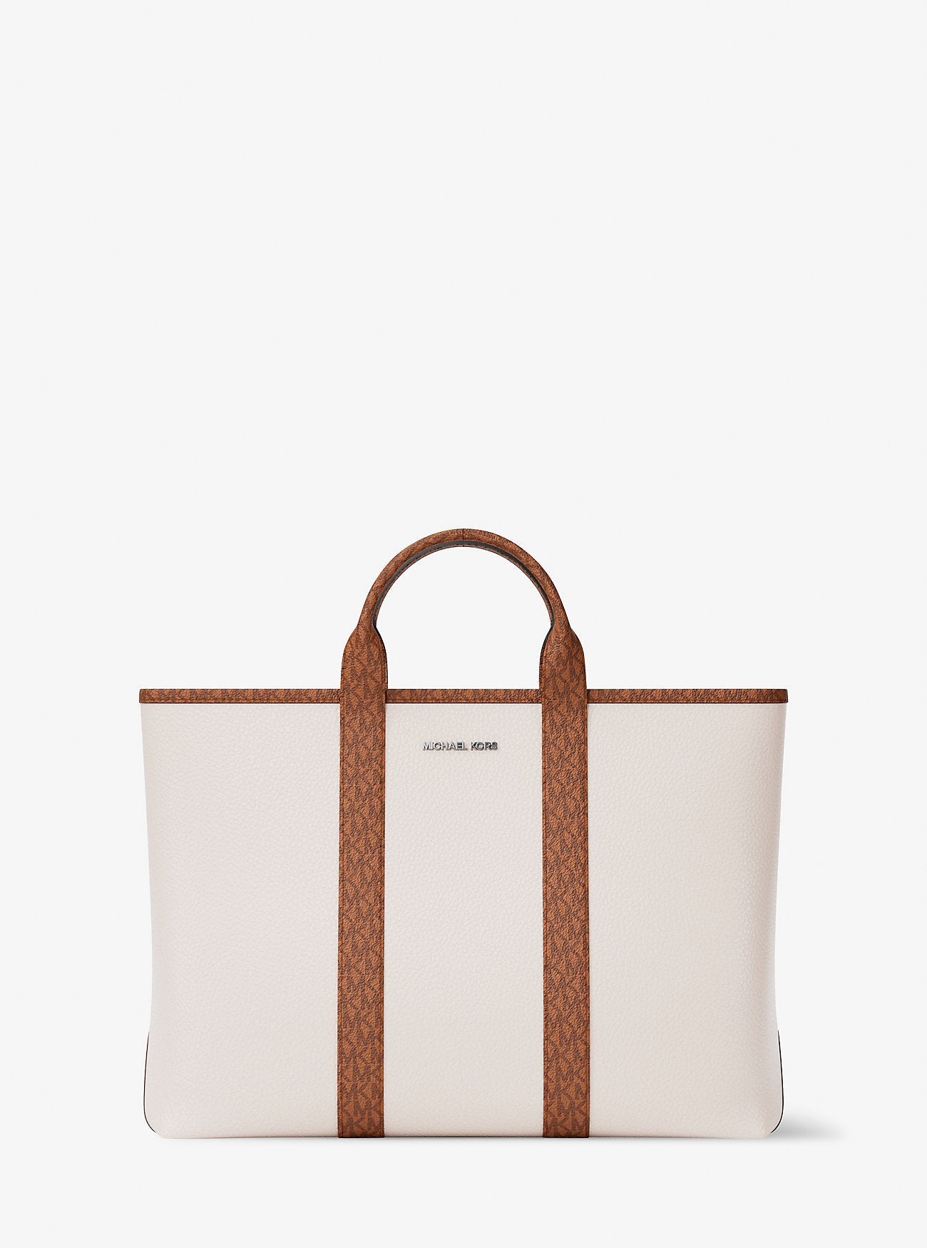 Michael Kors Cooper Medium Pebbled Leather and Signature Logo Tote Bag Lt Crm-Lugg