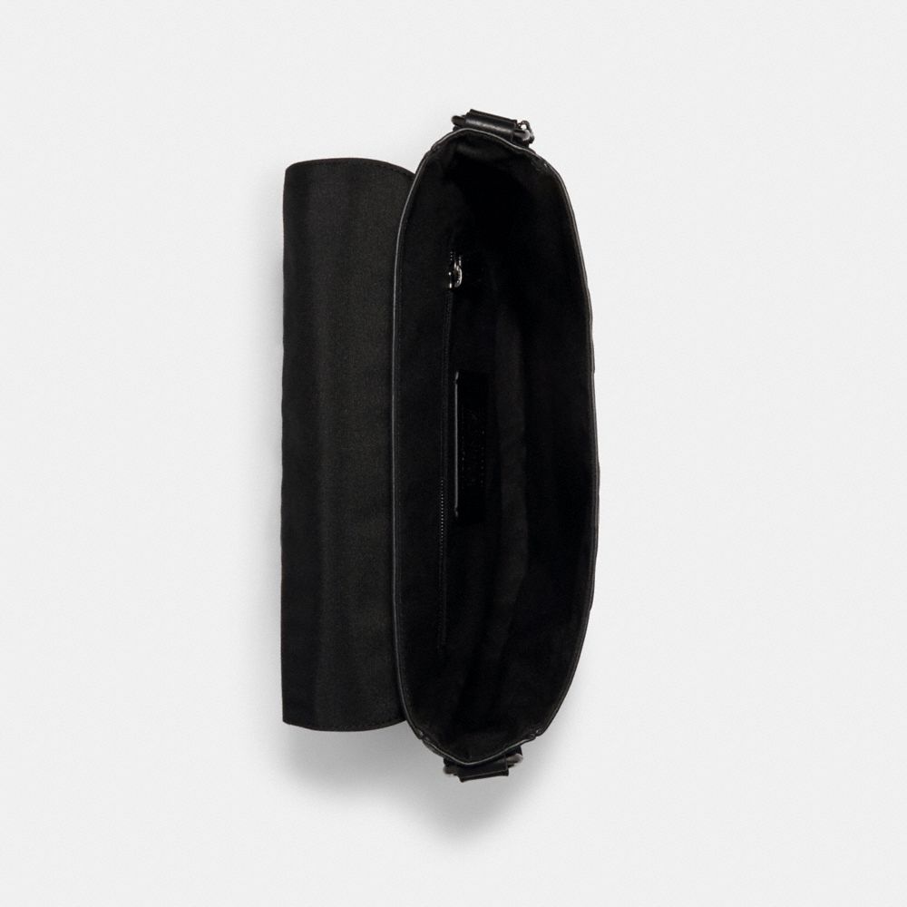 Coach Houston Map Bag In Signature Leather Gunmetal Black