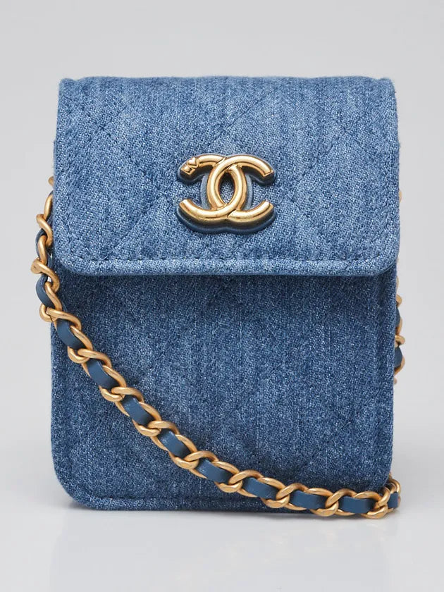 Chanel Blue Quilted Denim Mini VIP Crossbody Flap Bag