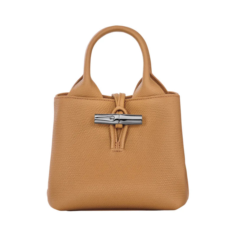 LONGCHAMP WALNUT CHICK Le Roseau XS Leather Handbag