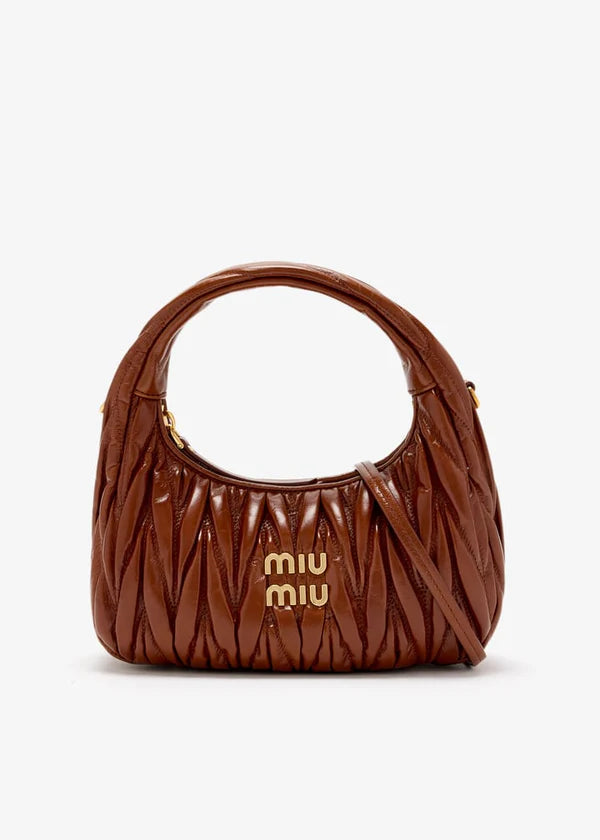 Miu Miu Wander matelassé nappa leather hobo bag