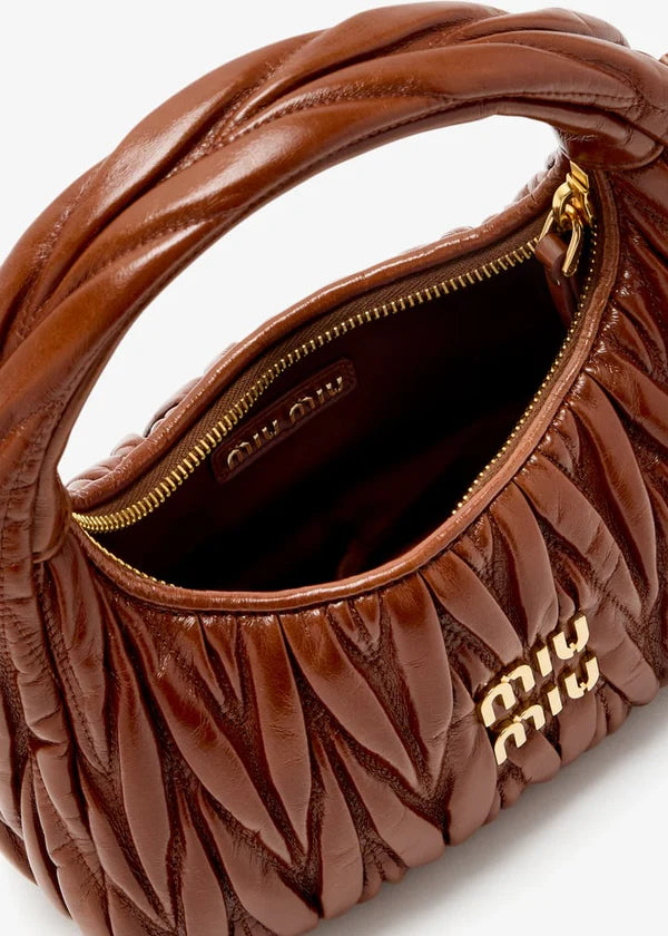 Miu Miu Wander matelassé nappa leather hobo bag