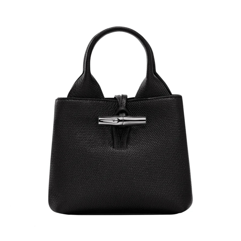 LONGCHAMP BLACK Le Roseau XS Leather Handbag