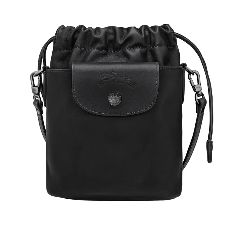 LONGCHAMP Black Le Pliage Xtra XS Bucket Leather bag