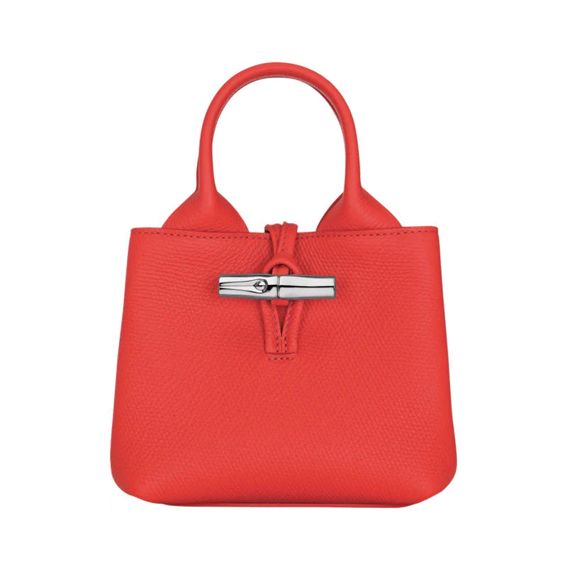 LONGCHAMP VERMILION Le Roseau XS Leather Handbag