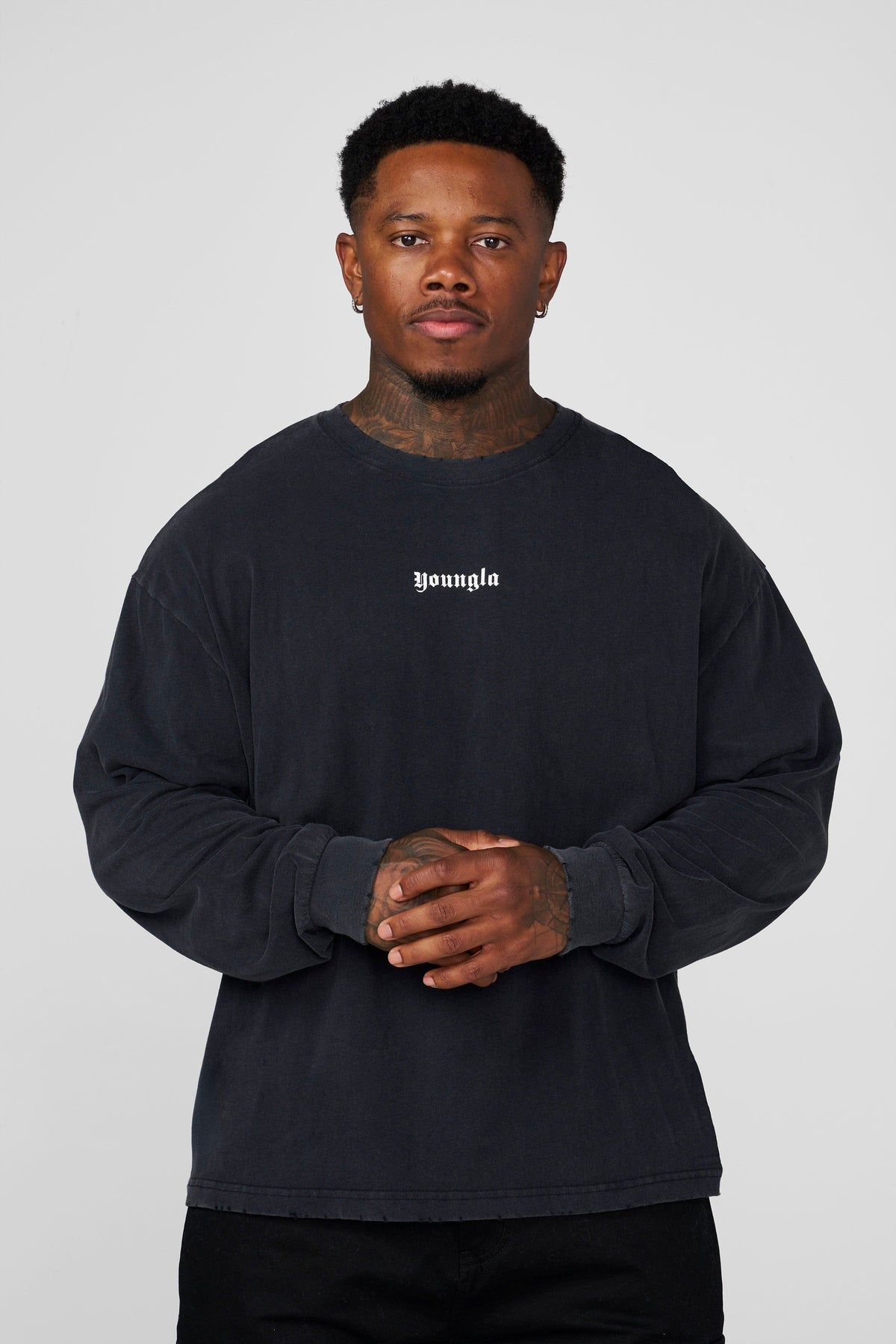 8039 - Peached Longsleeves Black Wash - Unmatched Kicks-YOUNG LA