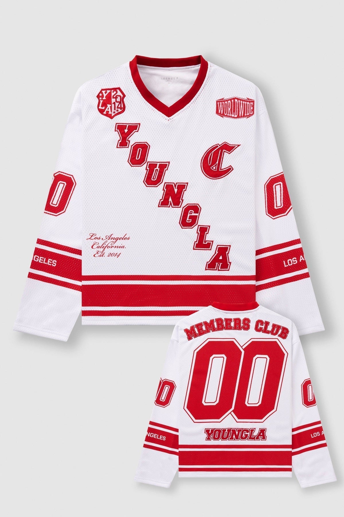 8056 - Southside Hockey Jersey White/Red - Unmatched Kicks-YOUNG LA