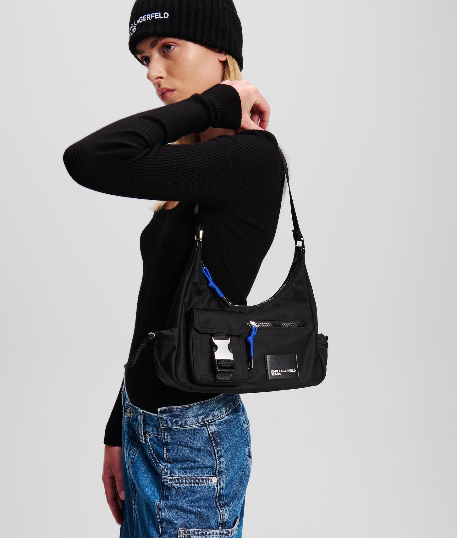 KarlLagerfeld Street Nylon Shoulder Bag Black