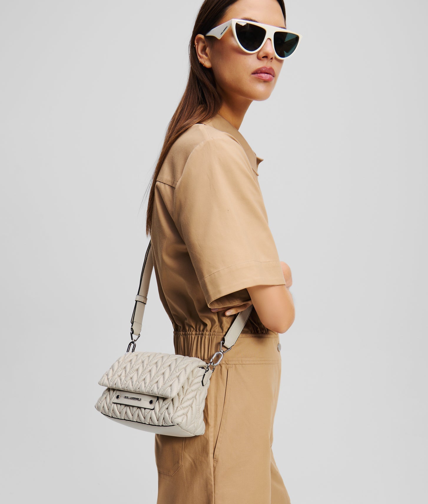 KarlLagerfeld Kweave Crossbody Bag Cement