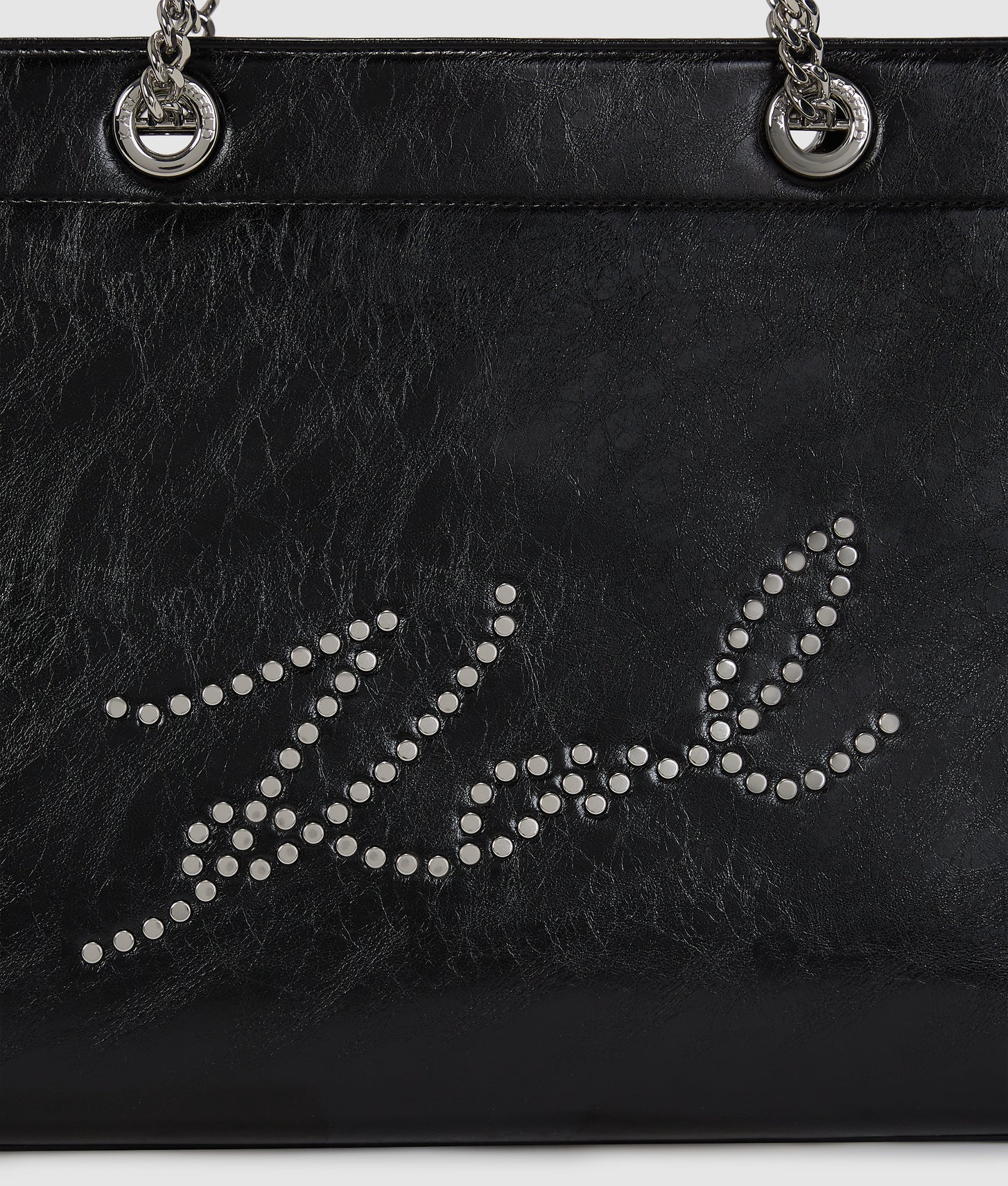 KarlLagerfeld Kskuare Medium Studded Tote Bag Black-Nickel