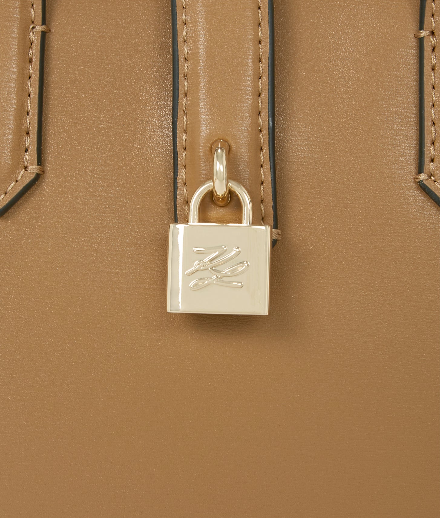 KarlLagerfeld Kautograph Padlock Mini Tote Bag Caramel