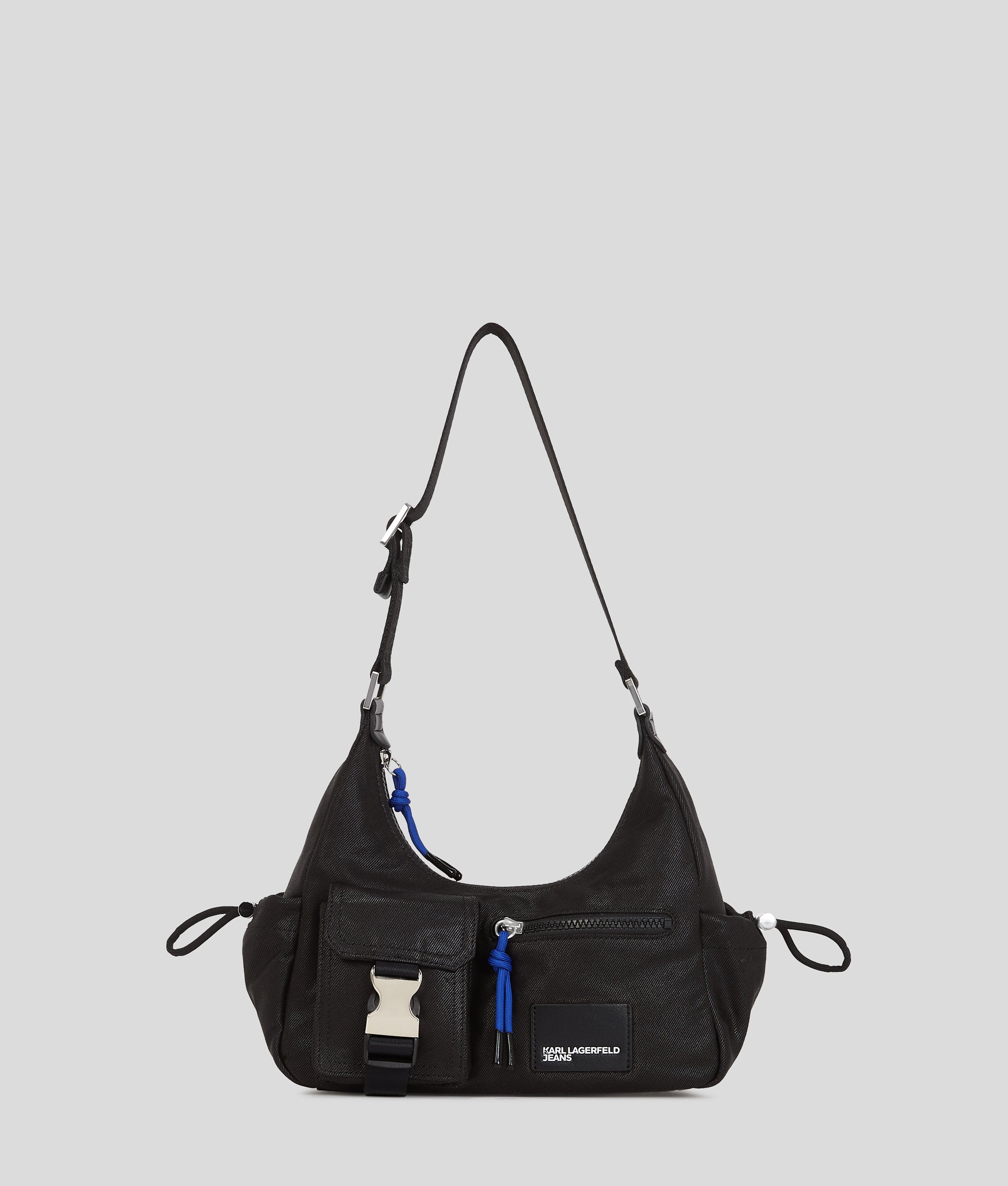 KarlLagerfeld Utility Coated Denim Shoulder Bag Coated Black Denim