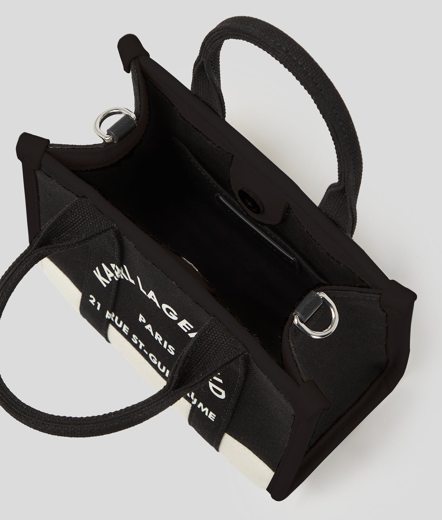 KarlLagerfeld Rue St-Guillaume Mini Tote Bag Cannoli Cream-Black