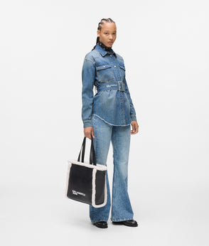 KarlLagerfeld Shearling Tote Bag Black/White