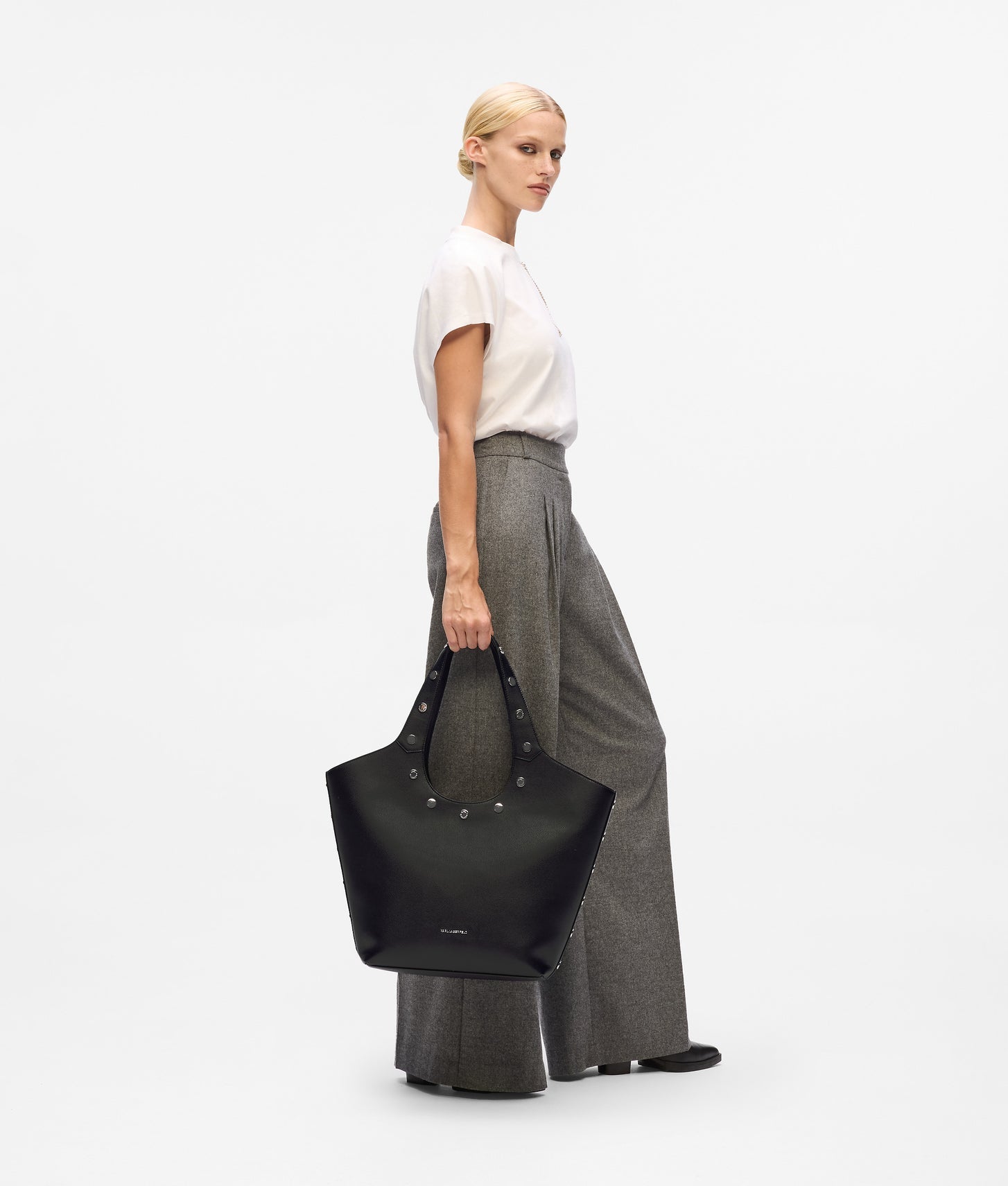 KarlLagerfeld Krocky Marais Medium Tote Bag Black-Nickel