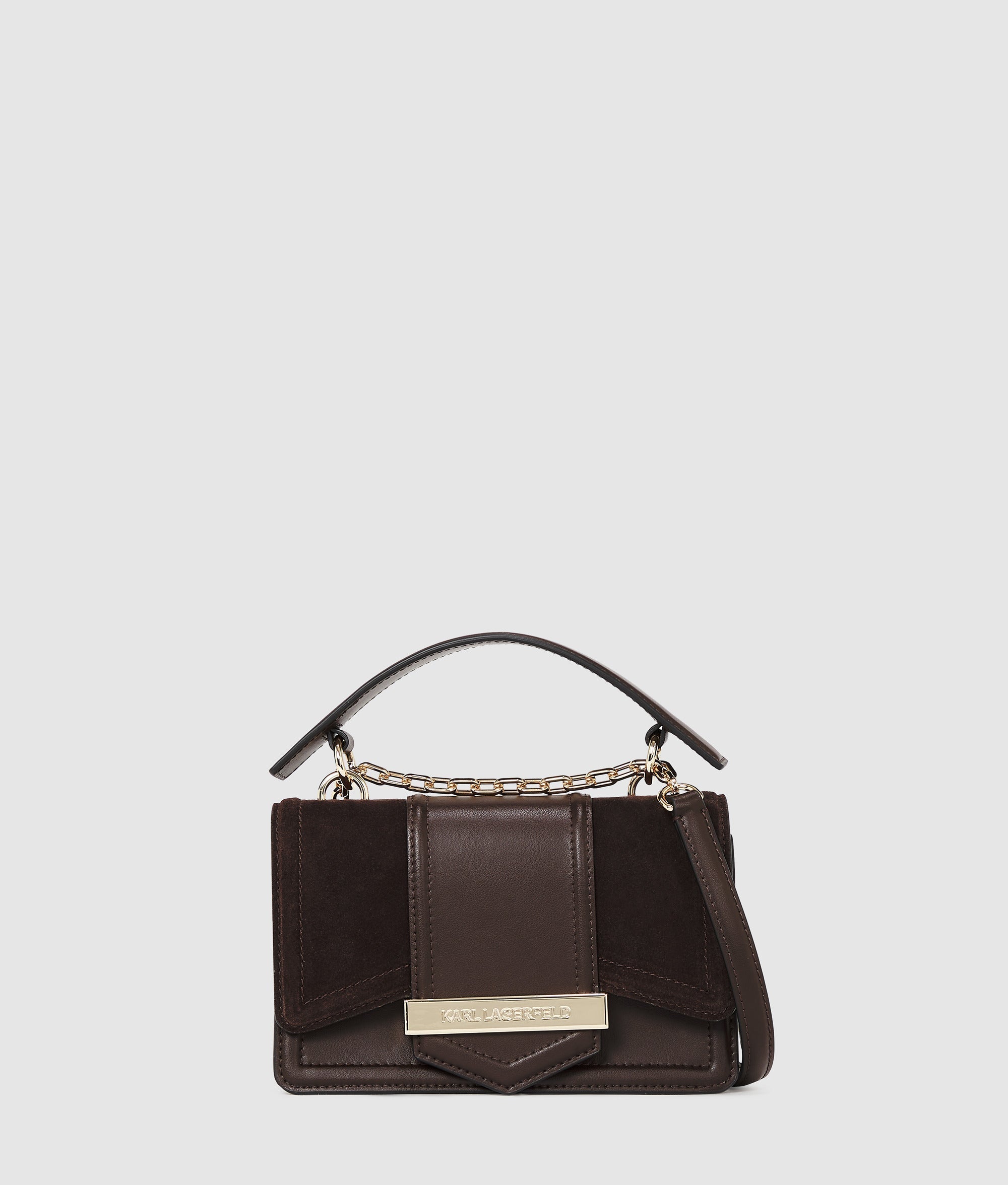 KarlLagerfeld Knova Small Suede Crossbody Bag Tobacco