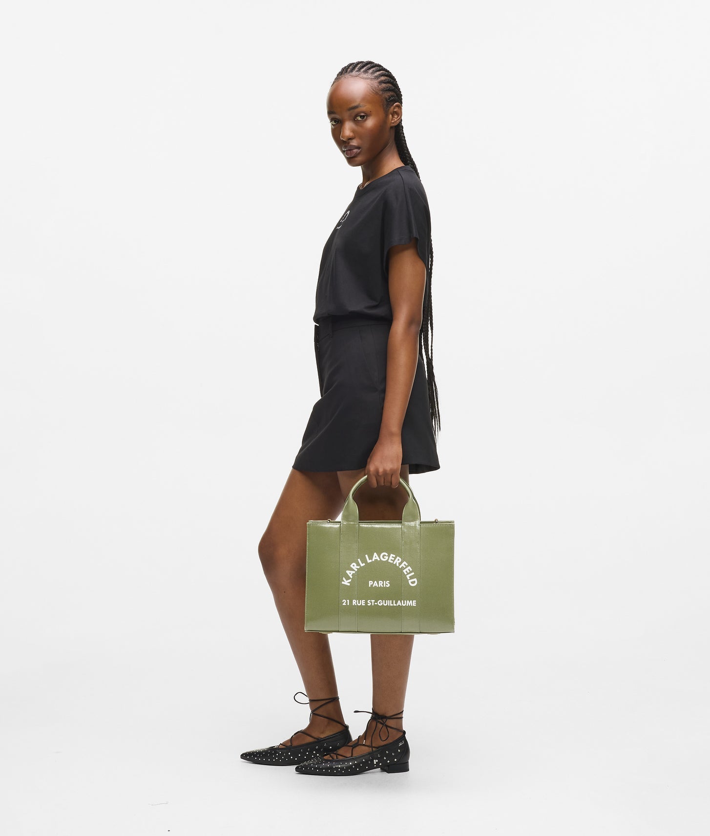 KarlLagerfeld Rue St-Guillaume Coated Tote Bag Cedar