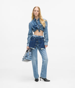 KarlLagerfeld Denim Buckle Bowling Bag Standard Blue Denim