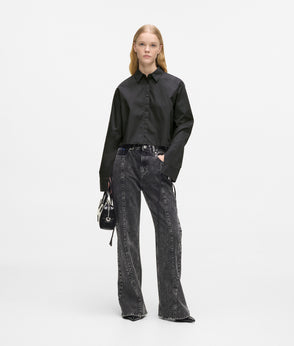 KarlLagerfeld Denim Hobo Shopper Black Denim-Grey Denim