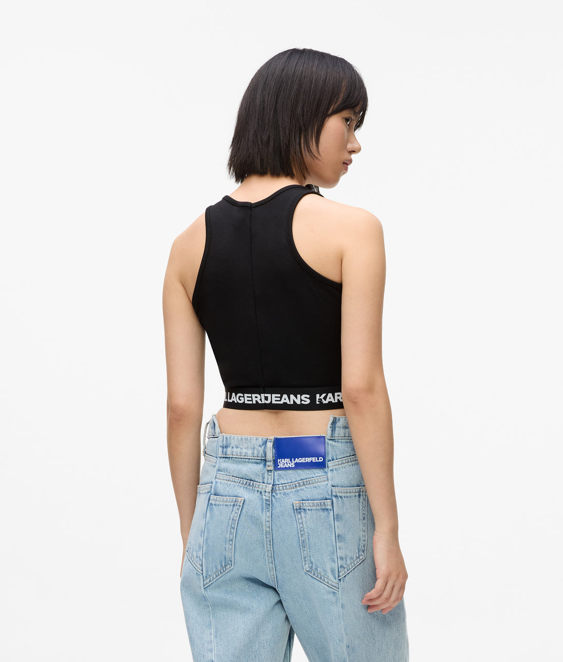 KarlLagerfeld Geo Denim Shoulder Bag Washed Black